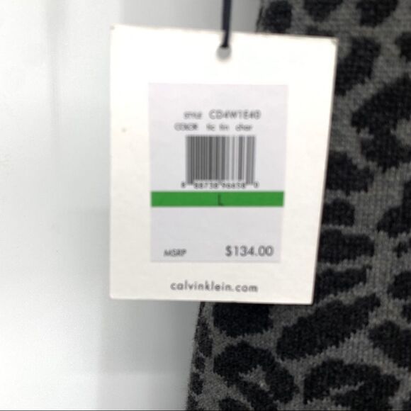 Calvin Klein NWT Leopard Print S/S Acrylic Stretchy Soft Sweater Dress - Picture 4 of 15